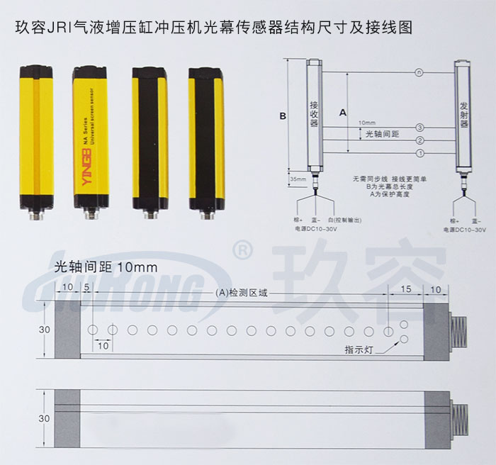 91视频大全污污污JRI91视频免费入口缸衝壓機光幕傳感器結構尺寸及接線圖